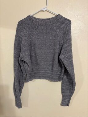 Free People Gray Marled Knit Cropped Sweater Medium